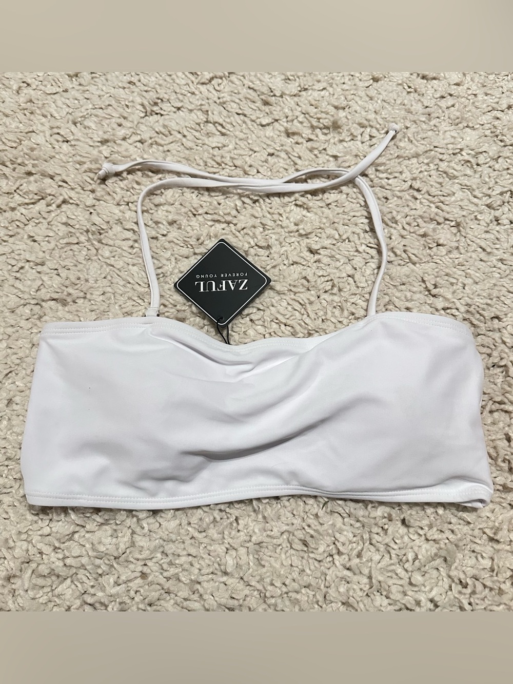 NWT Bandeau Bikini Top White Removable-Strap